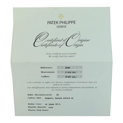 patek philippe movement for sale|patek philippe certificate of origin.